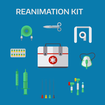 Ambulance reanimation icons vector illustration