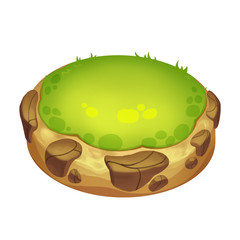 Creative Illustration and Innovative Art: Cute Green Island. Realistic Fantastic Cartoon Style Artwork Scene, Wallpaper, Story Background, Card Design
