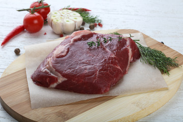 Raw ribeye steak