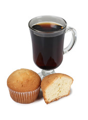 Fresh sweet cake on white background
