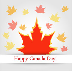 Happy Canada Day card with maple leaves