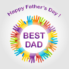 Father's day card with colorful hands