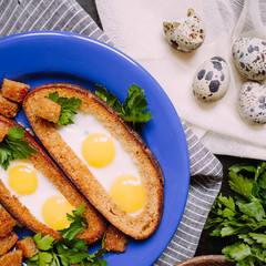 Breakfast with quail eggs