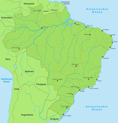 Karte von Brasilien (Grün) detailliert