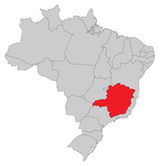 Obraz premium Karte von Brasilien - Minas Gerais