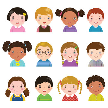 Set of different avatars of boys and girls