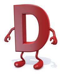 letter D with arms and legs posing