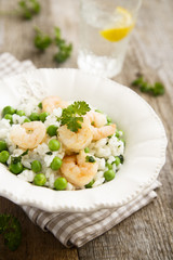 Risotto with pea and shrimps