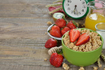 Granola with strawberries