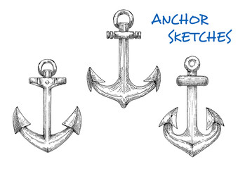 Vintage sketched sea anchors set