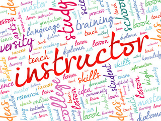 INSTRUCTOR word cloud, education concept background