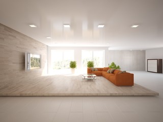 Fototapeta na wymiar white modern interior design- 3d illustration