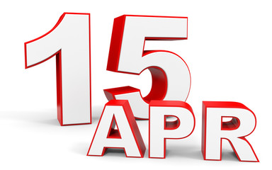 April 15. 3d text on white background.