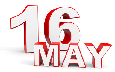 May 16. 3d text on white background.