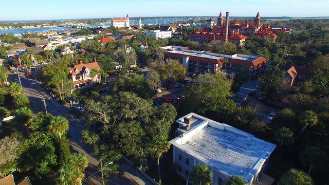 Arial view of St Augustine at sunset, Florida