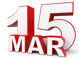 March 15. 3d text on white background.