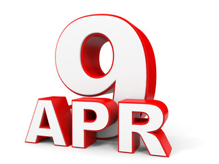 April 9. 3d text on white background.