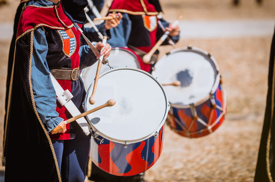 Drummer in medieval parade