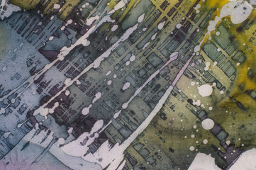 Fototapeta premium Abstraction, fragment, hot batik, background texture, handmade on silk, surrealism art