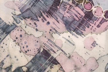 Abstraction, fragment, hot batik, background texture, handmade on silk,  surrealism art