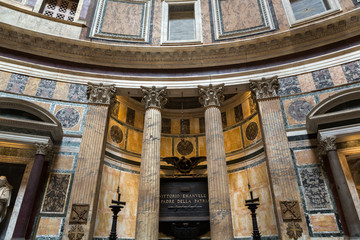 Pantheon in Rome, Italy . Pantheon was built as a temple to all the gods of ancient Rome, and rebuilt by the emperor Hadrian about 126 AD.