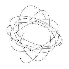 Vector orbit lines. Modern pattern with round stripes and points. Abstract crossing circle lines. Stylish lines and points technology illustration. Isolate digital elements.