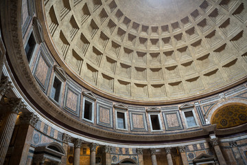 Pantheon in Rome, Italy . Pantheon was built as a temple to all the gods of ancient Rome, and rebuilt by the emperor Hadrian about 126 AD.