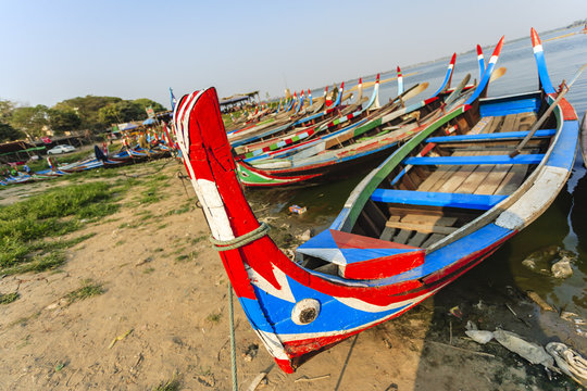 Boat on lake in Burma