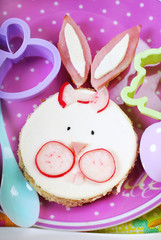 easter breakfast for kids with funny sandwich