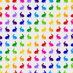 Seamless Pattern of Colored Rabbits 2 | Vector graphics