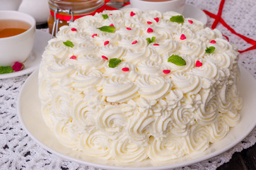 Layer cake with caramel and butter cream