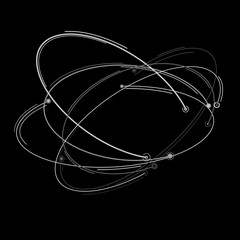 Vector orbit lines. Modern pattern with round stripes and points. Abstract crossing circle lines. Stylish lines and points technology illustration. Isolate digital elements.
