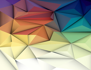 Vector illustration Abstract 3D Geometric, Polygonal, Triangle pattern shape and multicolored,blue, purple, yellow and green background