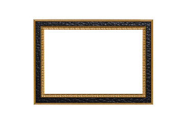 Black and gold wooden frame isolated on white