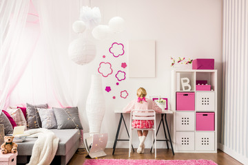 Girl studying in room