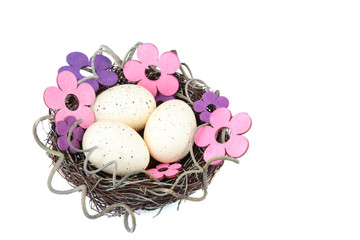tulip and bunny on a wooden background