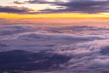 Layer of mountains and mist at sunset time, Landscape at Doi Luang Chiang Dao, High mountain in Chiang Mai Province, Thailand