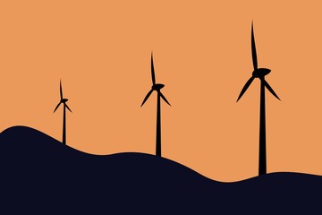 wind turbines silhouettes