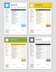 Set of Vector Invoice Design Templates. Stationery Design. Vector Illustration