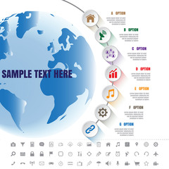 Design template: White Modern Infographic Complement Time Line Template and set of icons