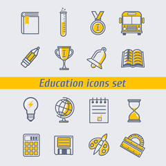 Education icons set vector illustration