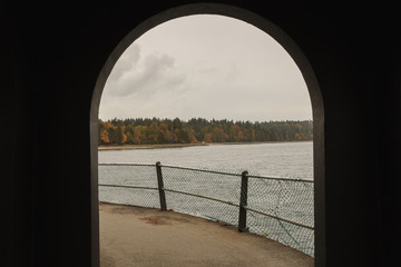 Seawall at Stanley Park with round frame