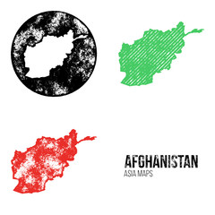 Afghanistan Grunge Retro Maps - Asia