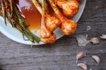 Garlic kimchi korean food
