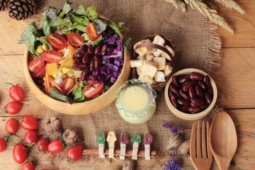 Fresh salad with dressing is a delicious .