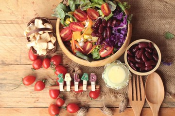 Fresh salad with dressing is a delicious .
