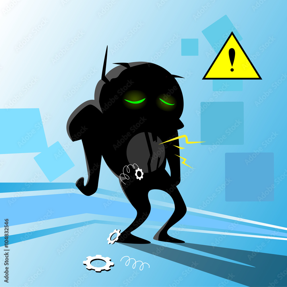 Poster robot error fail concept crash broken dead