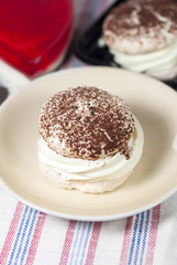Homemade meringues with cocoa cream