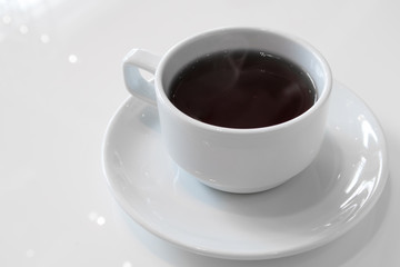 hot coffee in white cup