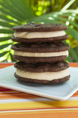 Stack of Double Chocolate Peanut Butter Ice Cream Sandwiches
